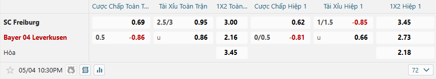 Tỷ lệ kèo Freiburg vs Bayer Leverkusen nhan-dinh-soi-keo-freiburg-vs-bayer-leverkusen-luc-22h30-ngay-4-5-2025-2
